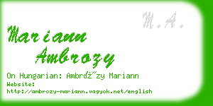 mariann ambrozy business card
